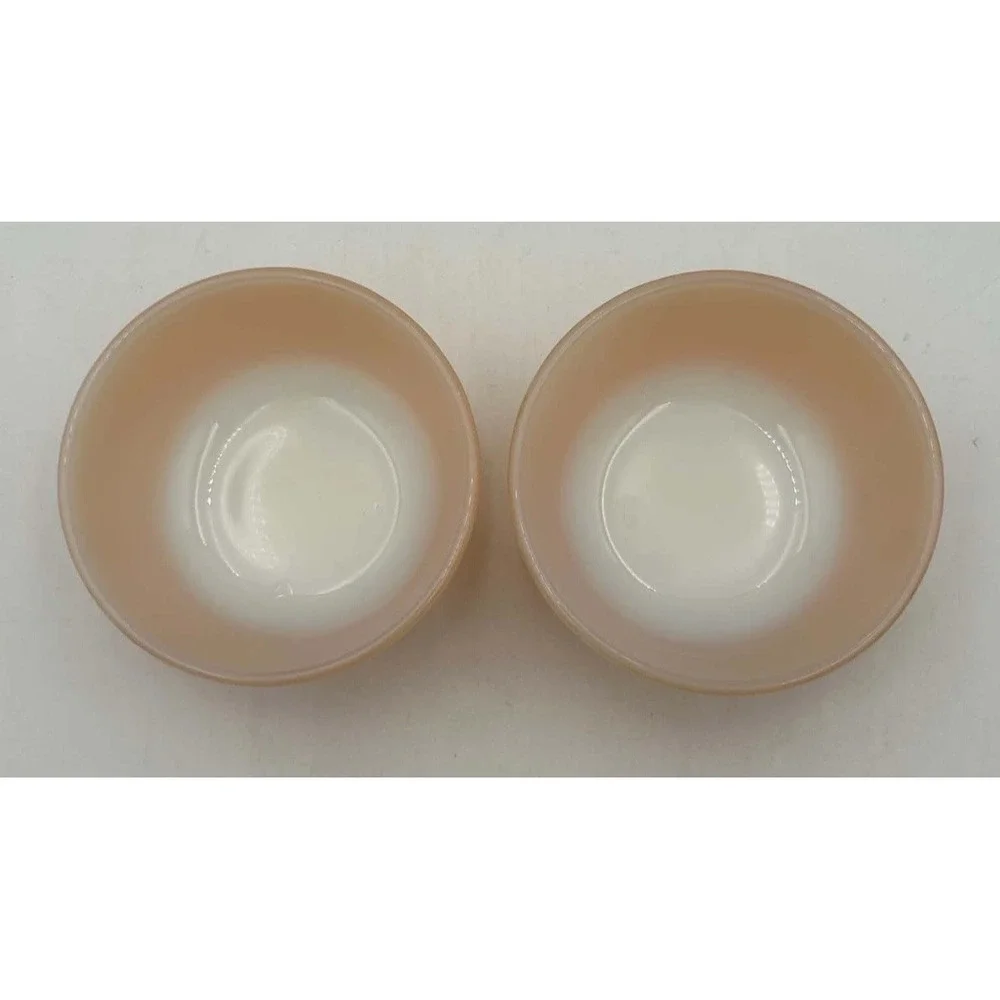 Vintage Fire-King Peach Lustre Custard Cups Set of 2 Anchor Hocking USA
